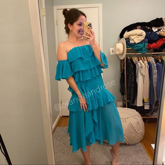 MISA Los Angeles Blue Teal Maxi Dress XS - Picture 7 of 11